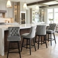 thumbnail image 5 of TEWLOSS 30" Swivel Bar Stools Set of 4, Gray Velvet Bar Height Chairs with Back for Home Pub, 5 of 9