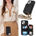 thumbnail image 6 of Allytech Crossbody Wallet Case for iPhone 13, Quilted PU Leather Zipper Handbag Purse Flip Kickstand Folio Card Slots Holder Wrist Strap Lanyard Cover for iPhone 13 6.1", Black, 6 of 6