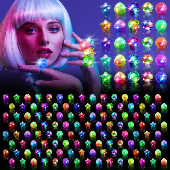 Anillos con iluminación LED OLUPP, 200 unidades, para fiestas que brillan en la oscuridad