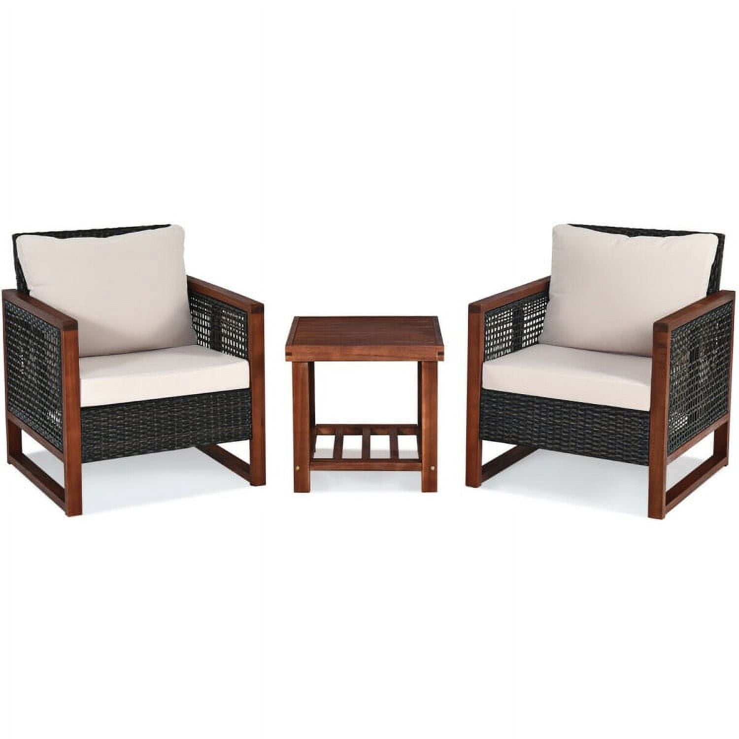 Aimee Lii 3 Pieces Patio Rattan Furniture Set with Washable Cushion and Acacia Wood Tabletop, Small Patio Set, B-Beige Aimee Lii 3 Pieces Patio Rattan Furniture Set with Washable Cushion and Acacia Wood Tabletop, Small Patio Set, B-Beige