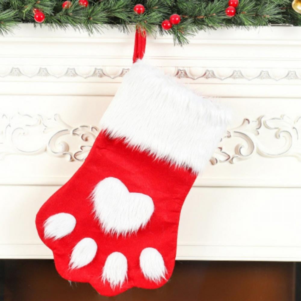 Details about   Christmas Sock Bag Dog Paw Cloth Christmas Stocking Gift Bag Xmas Home Decor SS 
