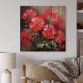 thumbnail image 2 of Designart "Euphony of Red and Green Geranium Flowers II" Floral Print on Natural Pine Wood, 2 of 5