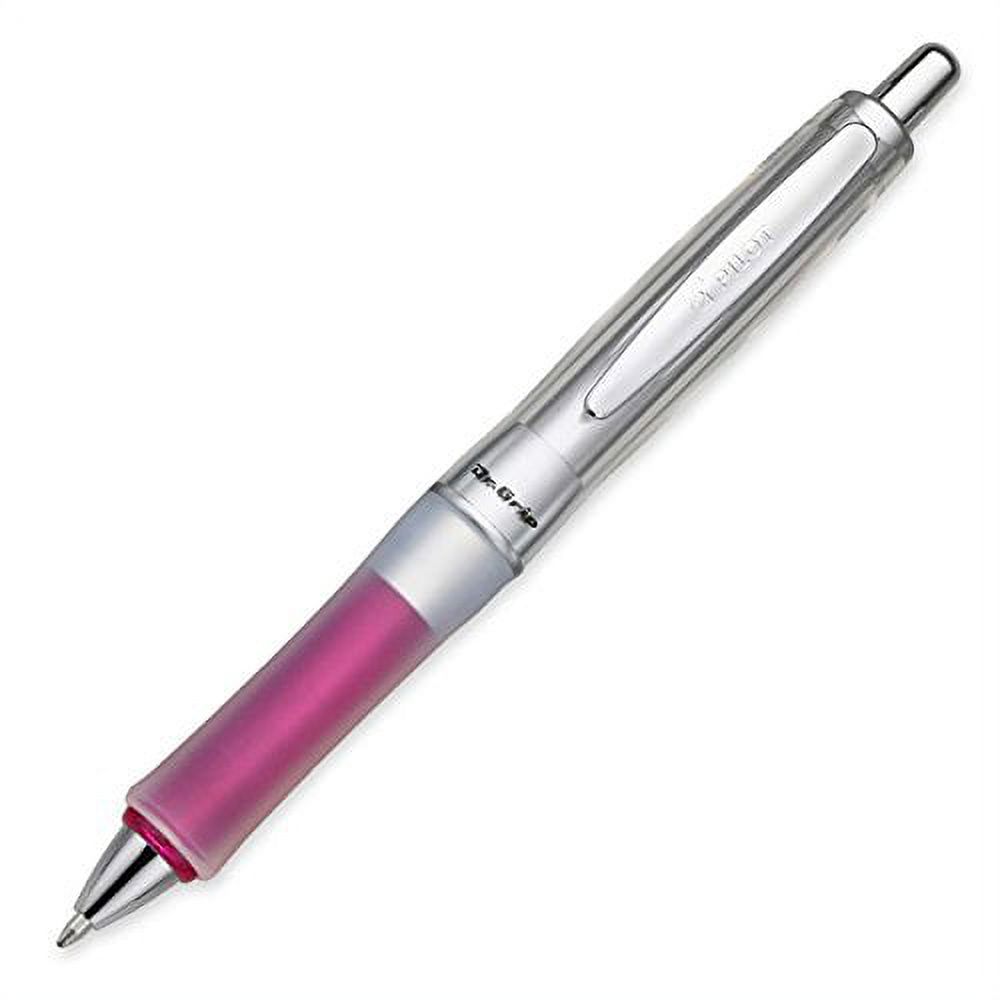 Pilot Dr. Grip Center of Gravity Retractable Ball Point Pen, Medium Point, Pink Grip, Black Ink, 3 Pen (36182) with 6 Black Ink Refill