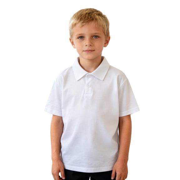 Boys Polo Shirts White Button Down Short Sleeve Shirts Boys Uniform Shirts Classic Tween Summer T-Shirts 12-13 Years