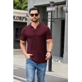 thumbnail image 2 of COOFANDY Men's Ribbed Polo Shirts Short Sleeve V Neck Slim Fit Polo T-Shirt Casual Summer Collared Golf Shirt, 2 of 6