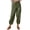 Army Green, variant on ABATAB Cotton Linen Pants for Women Button Lounge Harem Trousers Drawstring Elastic Waist Summer Beach Pants Outfits with Pockets