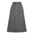 thumbnail image 3 of Women’s Corduroy High Waist A-Line Midi Skirt with Front Button Down Closure and Classic Fit for Daily Wear Gray XL, 3 of 6
