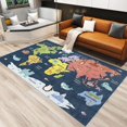thumbnail image 3 of World Map Continents Modern Area Carpet, Elephant Monkey Penguin Children's Rug, Soft Rugs Washable Lightweight Portable Breathable Soft Comfortable for Bedroom Living Room Study2 x 6ft, 3 of 7