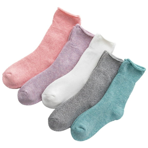 Raindrops 5 Pairs Women's Cotton Mid-Calf Socks Warm Quick Dry Soft Comfortable Winter Socks