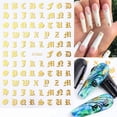 thumbnail image 2 of Cross-Border Hot Nail Art Stickers Ins Retro Gold-Plated 3D Nail Adhesive Stickers Retro English Characters Laser Silver, 2 of 5