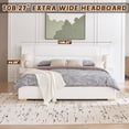 thumbnail image 3 of King Size Bed Frame Upholstered Platform Bed with Two Large Storage Drawers, Linen Fabric, Wooden Slat Support, Mattress Foundation, No Box Spring Needed, Noise-Free, Easy Assembly, White, 3 of 9