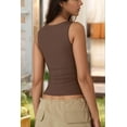 thumbnail image 6 of Women'S Square Neck Sleeveless Tank Tops Basic Tight T-Shirts Coffee S, 6 of 9