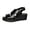 Black, variant on Croc Print Wedge Slingback Heels, Adjustable Buckle Platform Sandals, Women's Fashionable Wedge Sandals Peep Toe Open Toe Solid Color Comfortable Casual Beach Summer, Silver 5.5