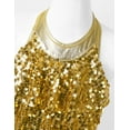 thumbnail image 5 of Ocealan Girls Modern Jazz Hiphop Dance Costume Sequins Halter Ruffles Leotard Dress Gold 12, 5 of 7