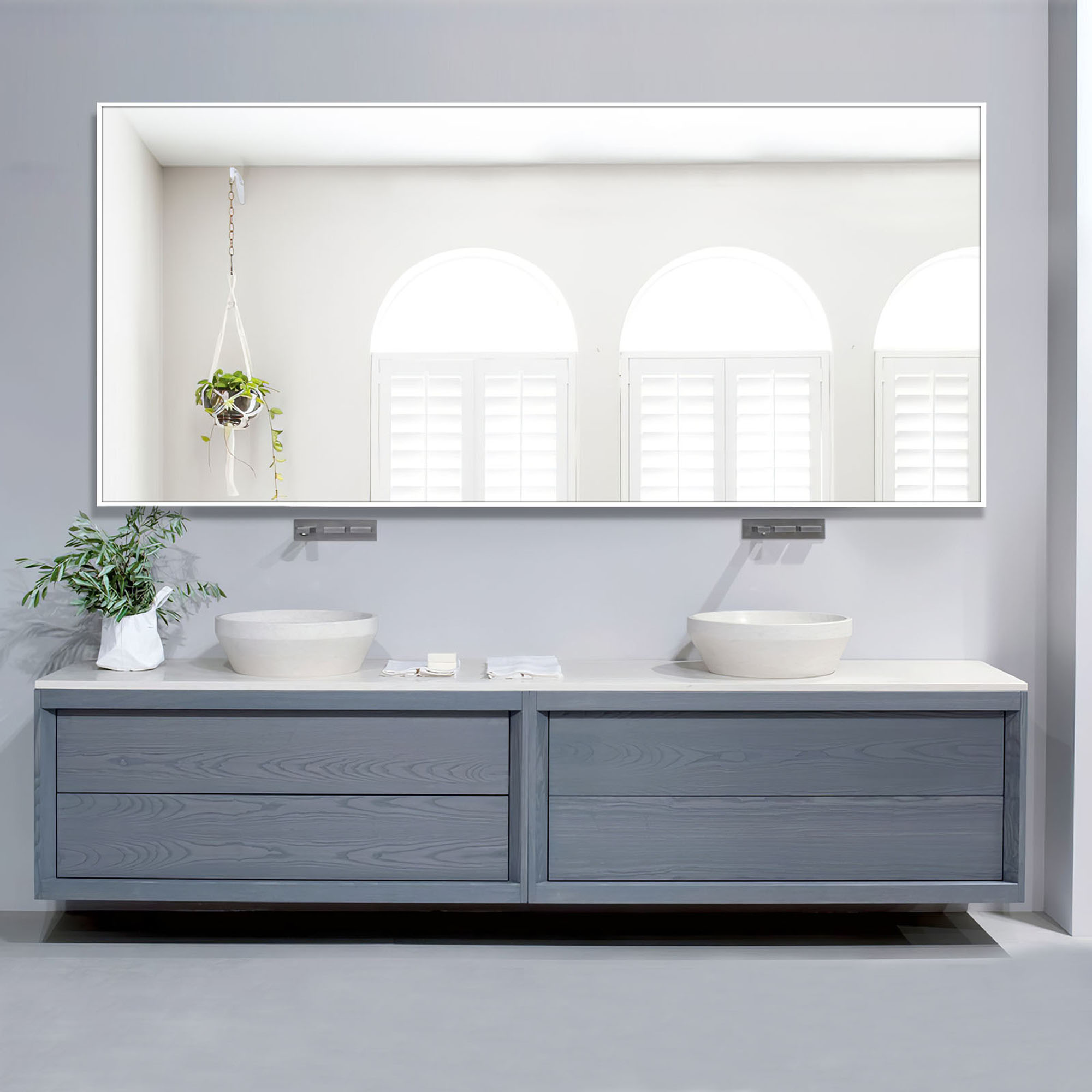 30 in x 70 in White Modern Wall Mirror