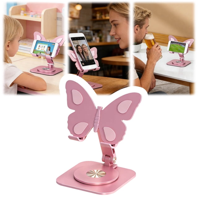 BotaniNest Adjustable Phone Stand For Desk 360° Rotating Cell Phone Holder Foldable Desktop Cradle Dock Height & Angle Adjustable