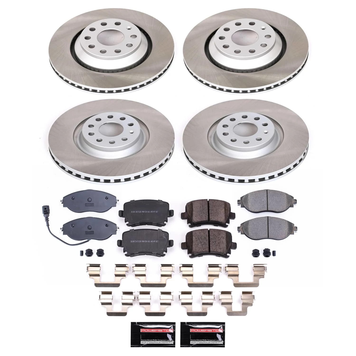PowerStop Front and Rear Semi-Coated Rotor and Low-Dust Ceramic Brake Pad Kit SC7254