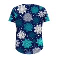 thumbnail image 4 of Hueook Plus Size Christmas T Shirts for Women Short Sleeve Graphic Tee Xmas Blue Snowflake Blue Holiday Top Multicolor 2X, 4 of 5