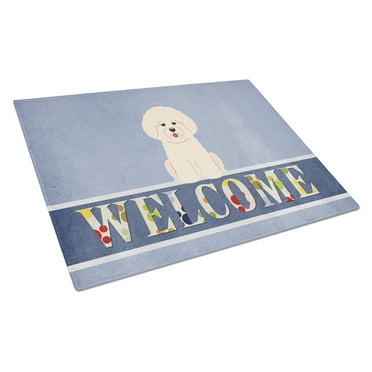 Caroline's Treasures Bichon Frise Welcome Glass Cutting Board Large