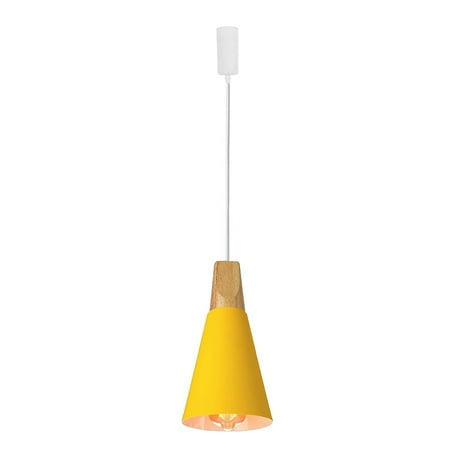 

FSLiving H-Type Track Lights Adjustable Wire Length Freely Modern Pendant Lighting Fixtures w/ Macaron Aluminum&Wood Shade for Kitchen Island Bulb Not Included - Yellow (1 Light)