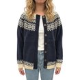 thumbnail image 4 of JUUNthy Womens Knit Cardigan, Long Sleeve Button Front Vintage Graphic Casual Fashion Sweater Outwear Lake Blue M, 4 of 11