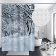 thumbnail image 2 of Christmas Themed Fabric Shower Curtains Winter Wonderland Forest Long Waffle Bath Curtain Farmhouse Xmas Holiday Shower Curtain for Kids Bathroom Decor Waterproof with Hooks,84x72 Inch, 2 of 6