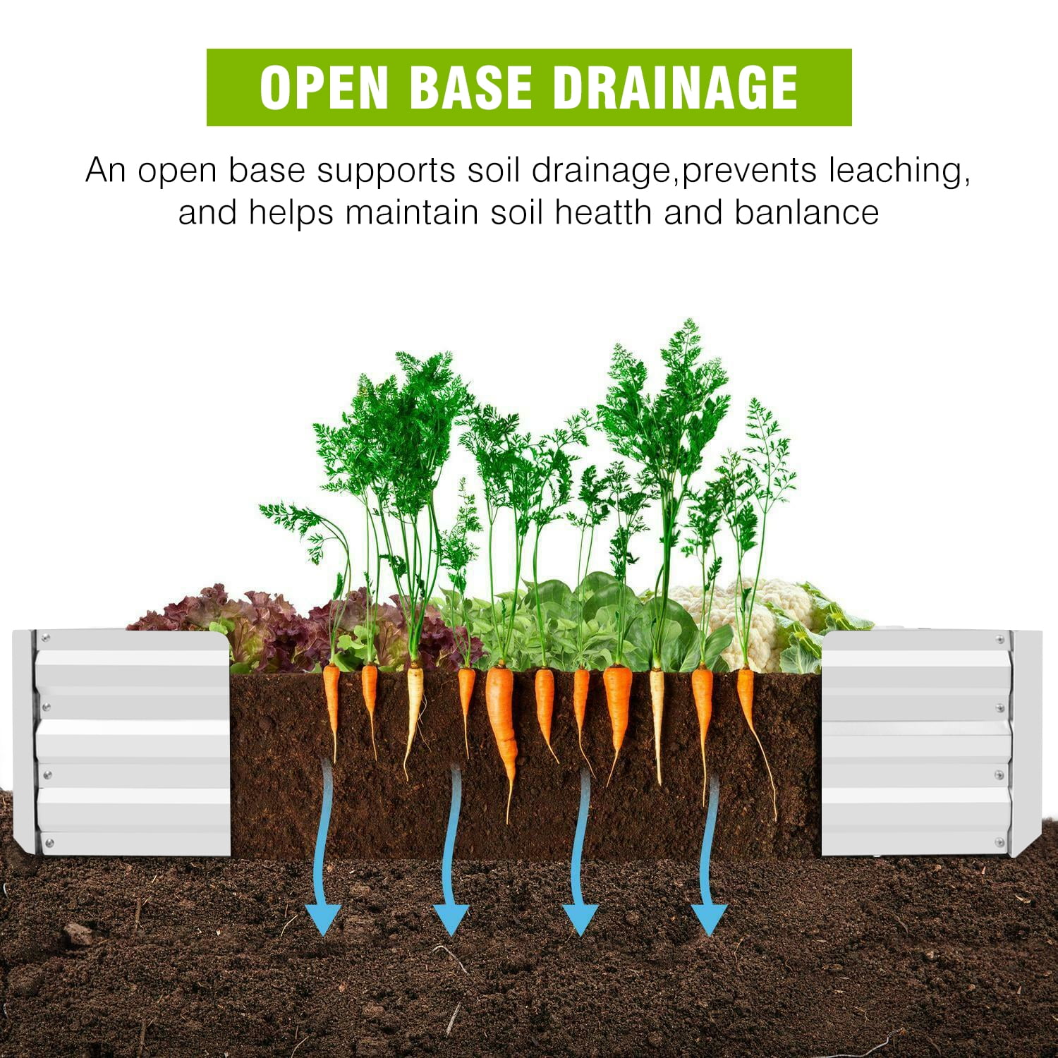 PayLessHere Galvanized Raised Garden Bed Kit with Drainage Holes, 8x4x1ft, Silver, 19 lbs