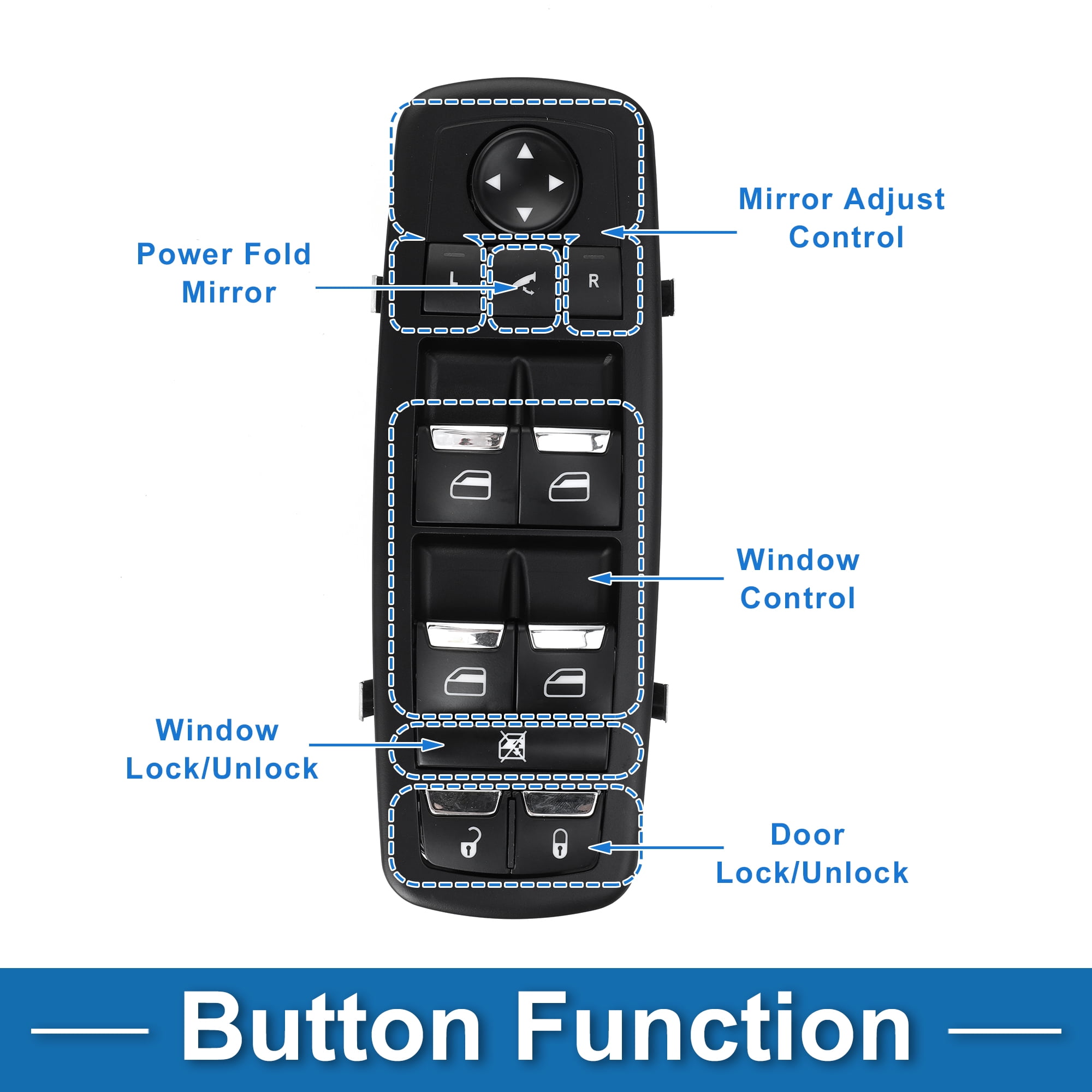 Unique Bargains Power Window Switch for Maserati Ghibli 2014-2018 Front Left Black