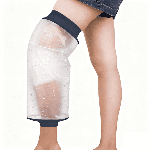Knee Cast Cover for Shower, Waterproof Bandage and Cast Protector for Knee Replacement Surgery, Wound, Burns Watertight Protection Reusable