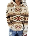 thumbnail image 2 of Fznquz Aztec Print Womens T Shirts Hooded Pullover Western Shirts Casual Long Sleeve Spring Fashion,S, 2 of 5