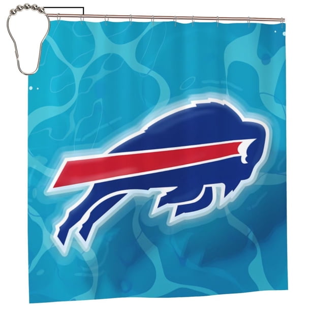 Cortina de ducha de baño personalizada del equipo de fútbol Bills Football, impermeable, cortina de ducha para el hogar antialtas temperaturas, cortina de ducha de privacidad de 72 x 72 pulgadas