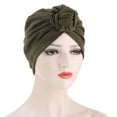 thumbnail image 2 of Yigetop Chemo Headwear for Women Women Muslim Turban Hat Cancer Chemo Cap Hair Bonnet Head Scarf Wrap Cover Turbans for Women Army Green One Size, 2 of 2
