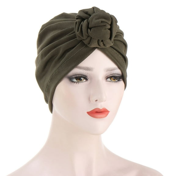 WTXUE Skull Cap Beanie Women Muslim Turban Hat Cancer Chemo Cap Hair Bonnet Head Scarf Wrap Cover Head Scarf Turban Headbands Fitted Hats Army Green One Size
