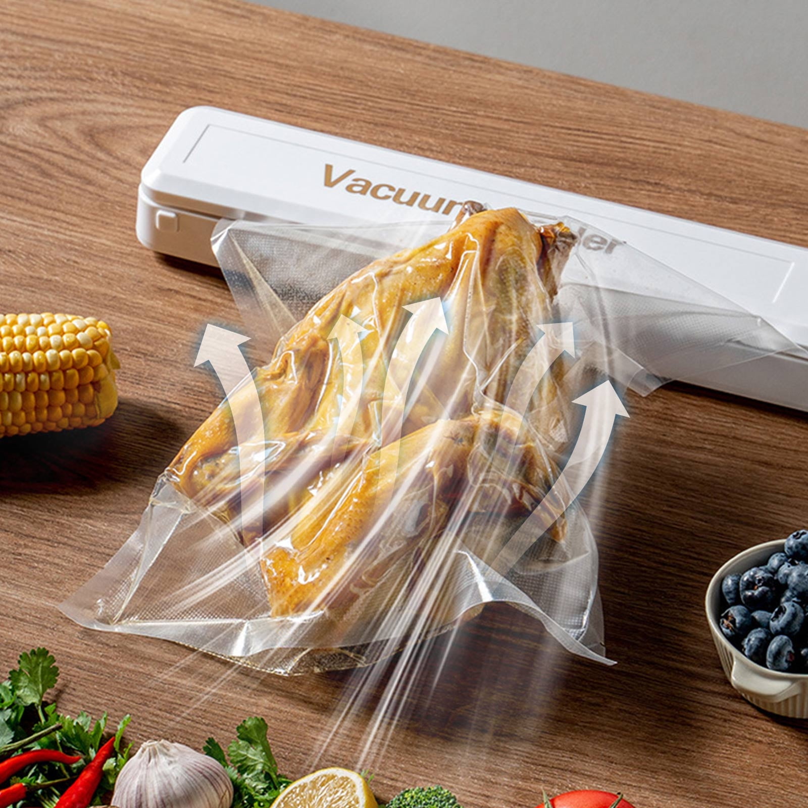 Byujiro Rechargeable Automatic Vacuum Sealer Machine Portable Household Food Sealer Air Sealing System for Food Storage, Meal Prep & Kitchen Organization