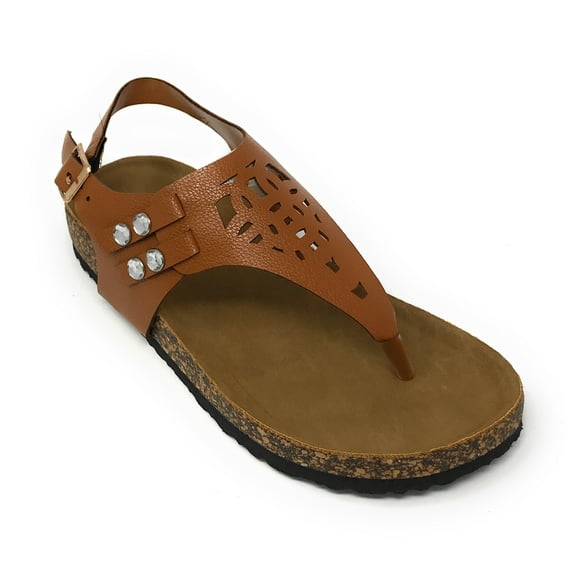 Victoria K Women's Laser Cut Out Cork Sandals