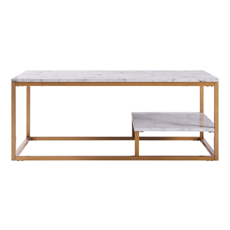 Teamson Home Marmo Modern Marble-Look Coffee Table with Shelf Marble/Brass