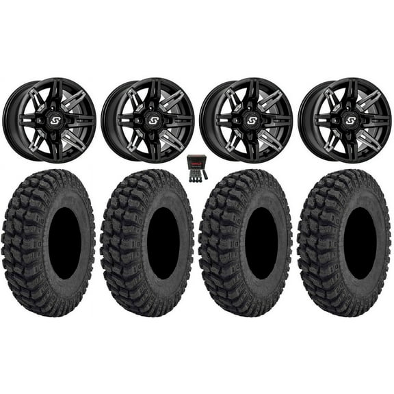 Sedona Rukus 14" Wheels Black 28" Warrior AT Tires Polaris RZR XP 1000 / PRO XP / Ranger XP 900/1000