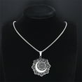 thumbnail image 3 of Datura flower New Moon Flower of Life Necklace for Women Men 14K White Gold Silver Color Bohemia Chain Gift Jewelry, 3 of 6