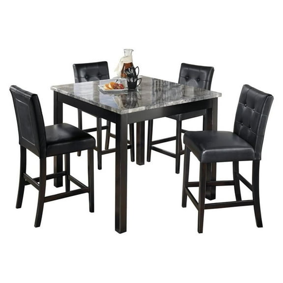 Signature Design by Ashley Maysville 5 Piece Square Counter Table Set in Black