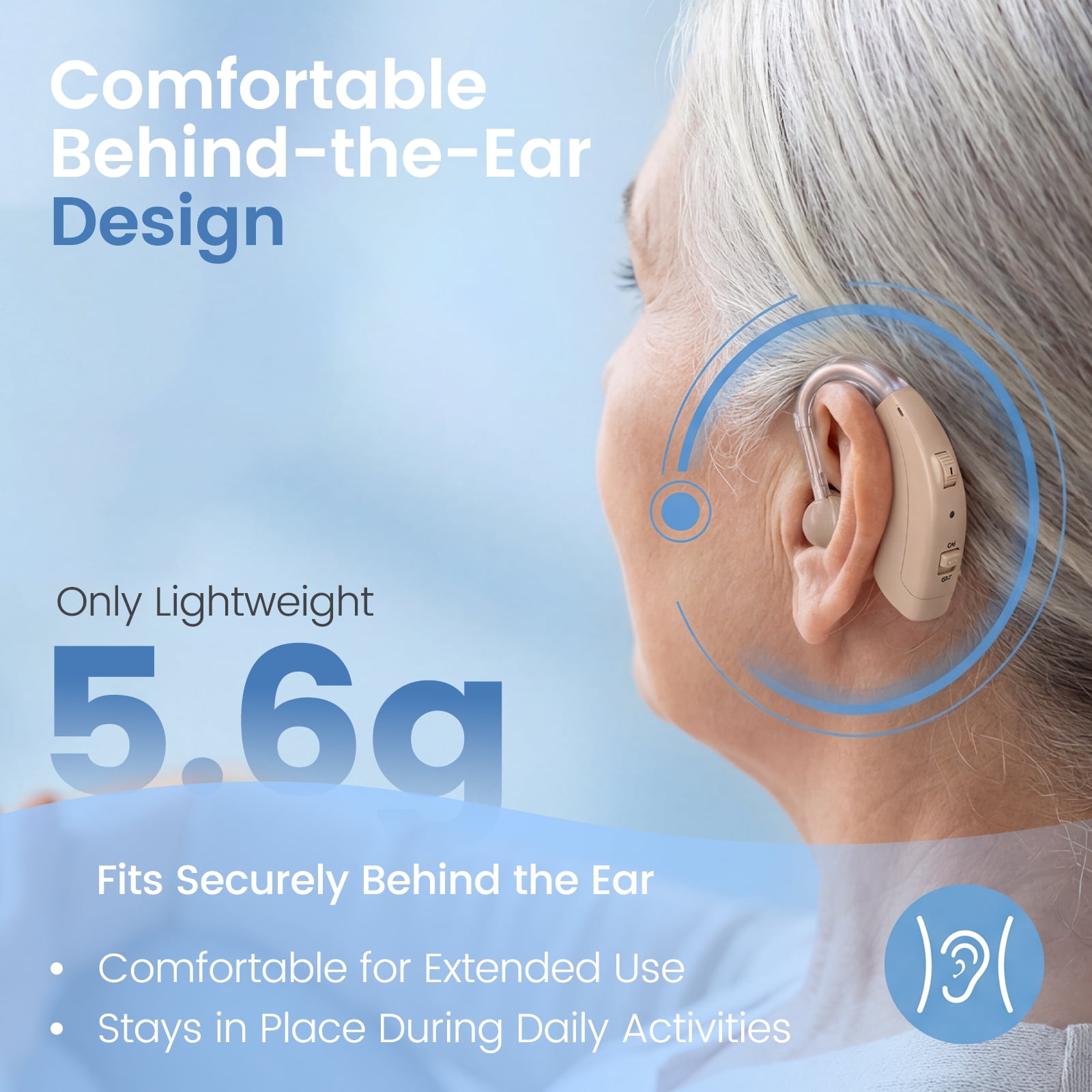 ELCTRTICI Rechargeable Hearing Aids for Seniors, Digital Hearing Aids for Ears, Pair, VHP-1721, Beige