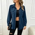 thumbnail image 6 of Atogsazn Women's Button Down Shacket Jacket Casual Ribbed Corduroy Long Sleeve Oversized Shirt Fall Winter Tops Blue S Fashion, 6 of 7