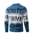 thumbnail image 3 of SERTG Men's Gradient Thickened Stretch Letter Print Plush Sweater Fall Winter Soft Warm Mock Neck Knit Top Men's Sweaters(Blue,M), 3 of 6