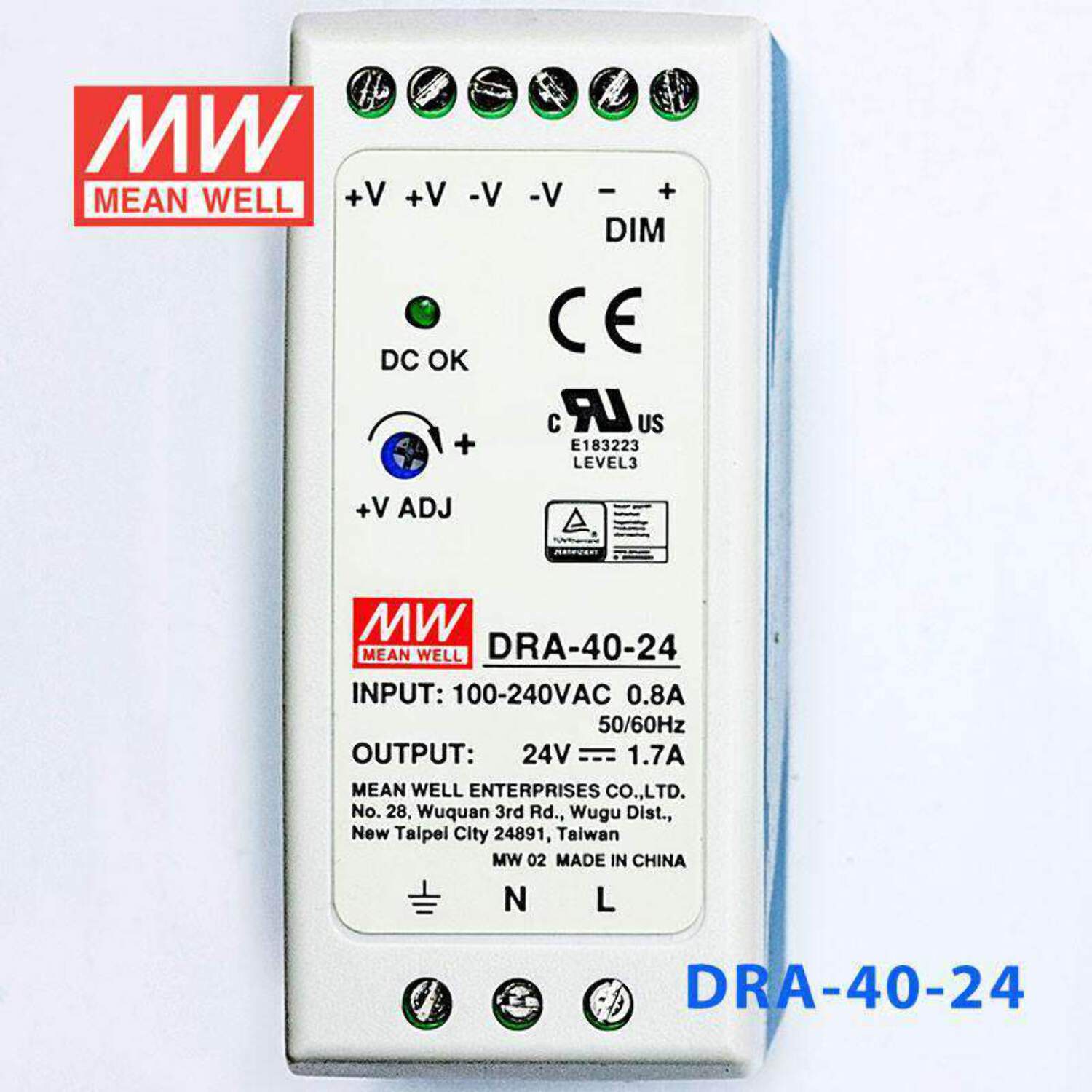 Mean Well DRA-40-24 Single Output Switching Power Supply 40W 24V - DIN Rail