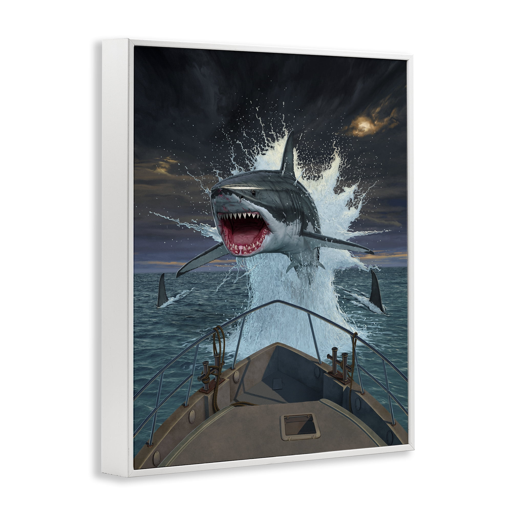 Stupell Industries Fish Out Of Water White Framed Giclee Art, design by Vincent Hie