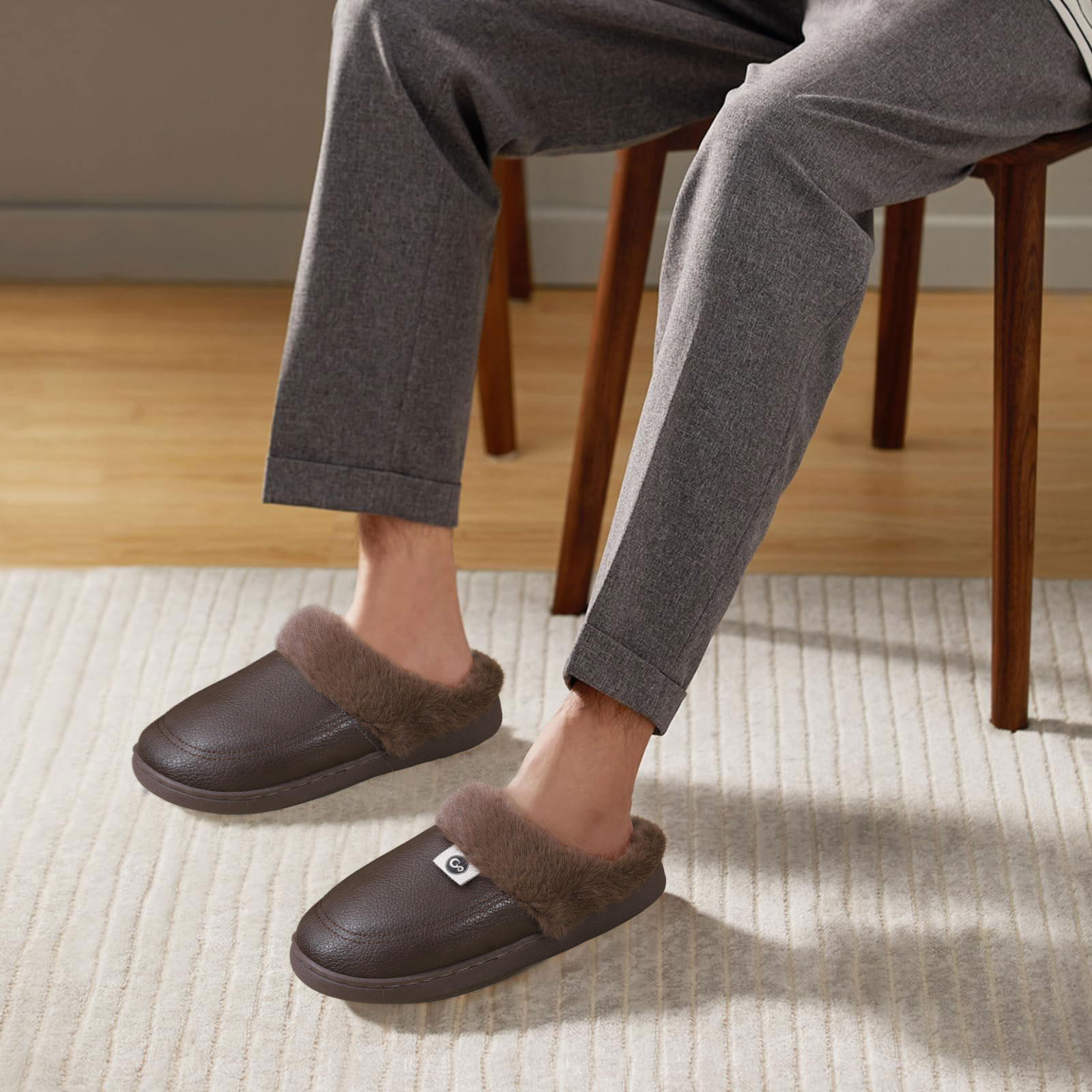 Ecetana Men's Warm Fuzzy House Slippers photo 5