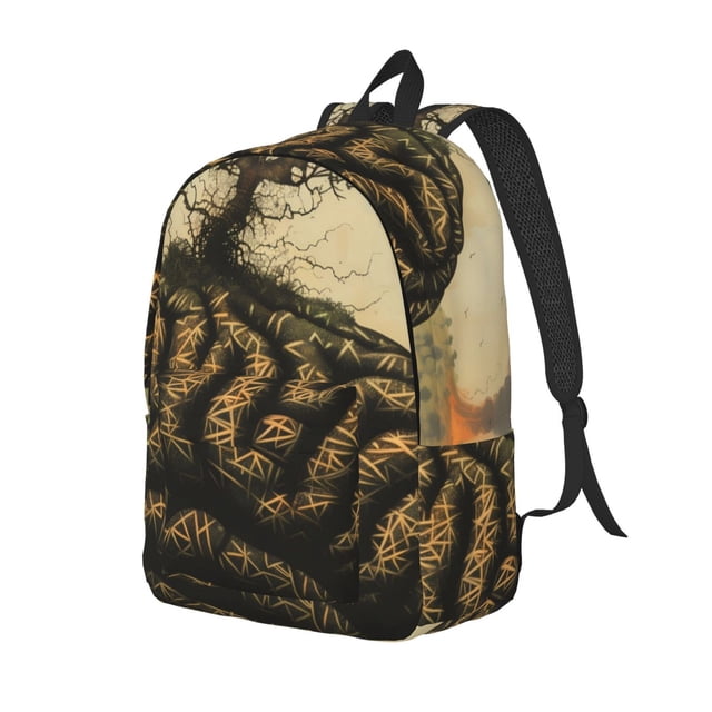 Disketp Surreal Brain Tree print Canvas Backpack Lightweight Travel Daypack Student Rucksack Laptop Backpack-Small