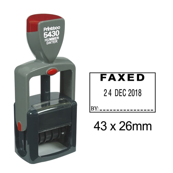 Printtoo Heavy Duty Dater Stamp With Faxed By Text Office Stationery Self Inking Date Rubber Stamp-Black