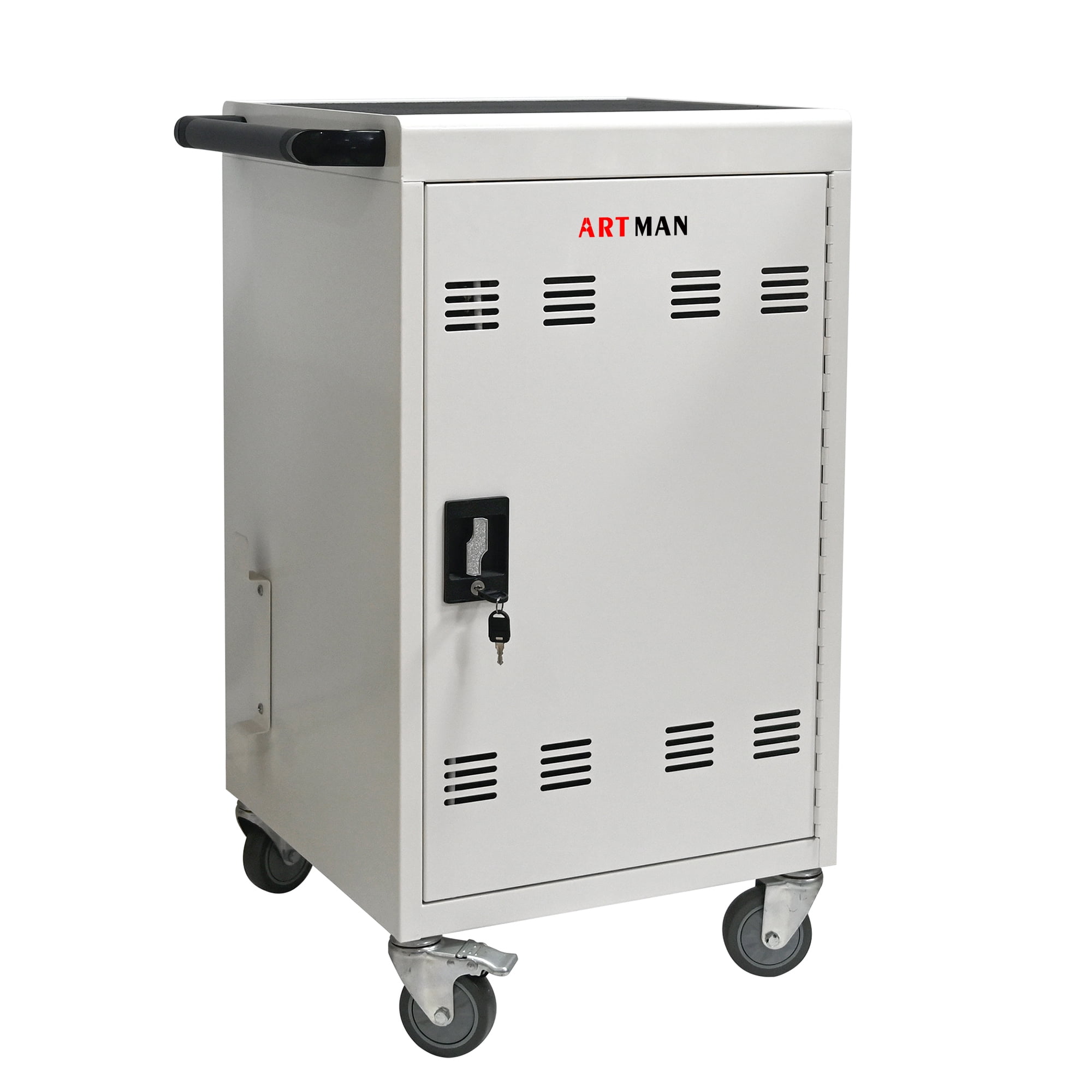 30+2 Bay Mobile School Charging Cart Station for Chromebook, Tablet and Laptop Computer with Power Strip Included