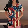 thumbnail image 2 of American Flag Shirt Women, 4Th Of July Scrub Tops Women Plus Size V Neck Short Sleeve Workwear With Pockets Red White And Royal Blue Top Outfits For Pants Outfits Tank Tops (L, Deep Red) ZMTing, 2 of 4