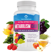 Truthentics Metabolism Day Metabolism Booster Supplement for Energy and Weight Management - Raspberry Ketones, African Mango - 60 Capsules